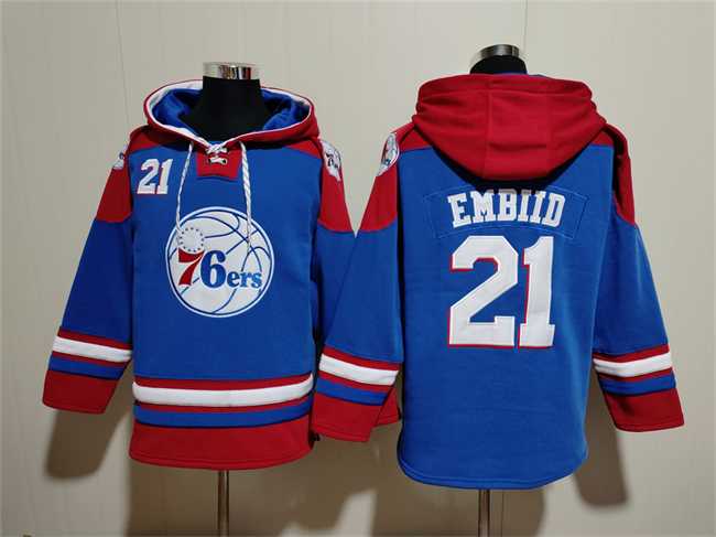 Men's Philadelphia 76ers #21 Joel Embiid Royal Red Lace-Up Pullover Hoodie,We sell and wholesale Men's Philadelphia 76ers #21 Joel Embiid Royal Red Lace-Up Pullover Hoodie on line form chian!